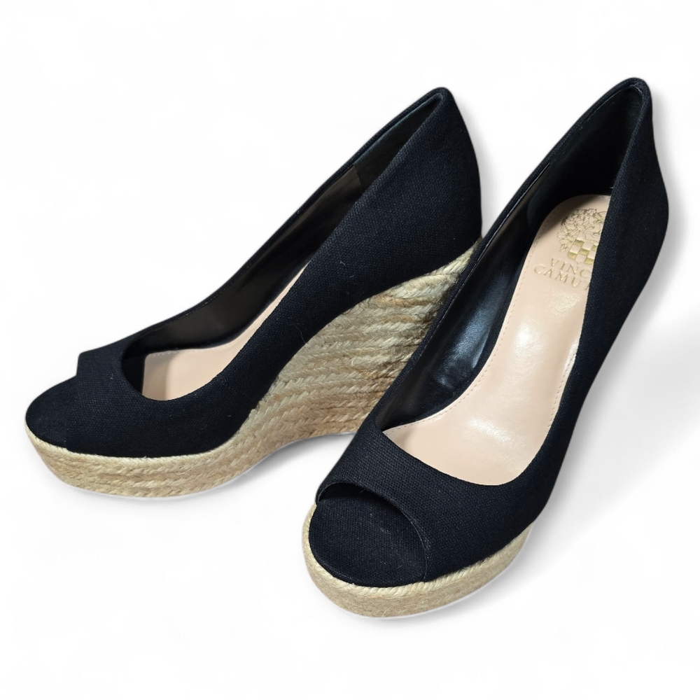 Vince Camuto Black Espadrille Wedges